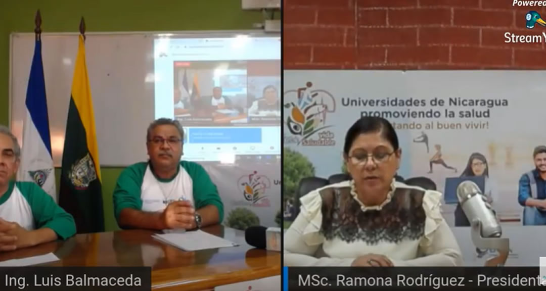 Ingeniero Alberto Sediles Sáenz, Rector de la UNA; MSc. Luis Balmaceda, Coordinador del CIUSSAN y MSc. Ramona Rodríguez, Presidenta del CNU, durante el lanzamiento del canal.