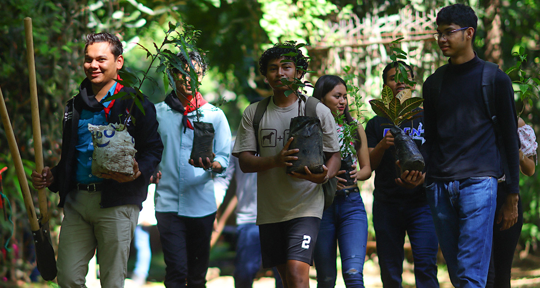 Estudiantes participan en jornada de reforestación