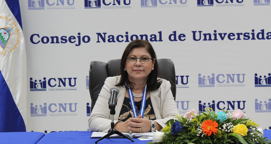 Maestra Ramona Rodríguez Pérez, Rectora de la UNAN-Managua y Presidenta del CNU.
