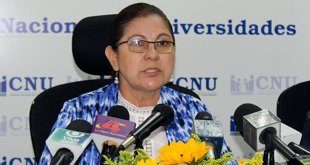 La presidenta del CNU y rectora de la UNAN-Managua máster Ramona Rodríguez Pérez