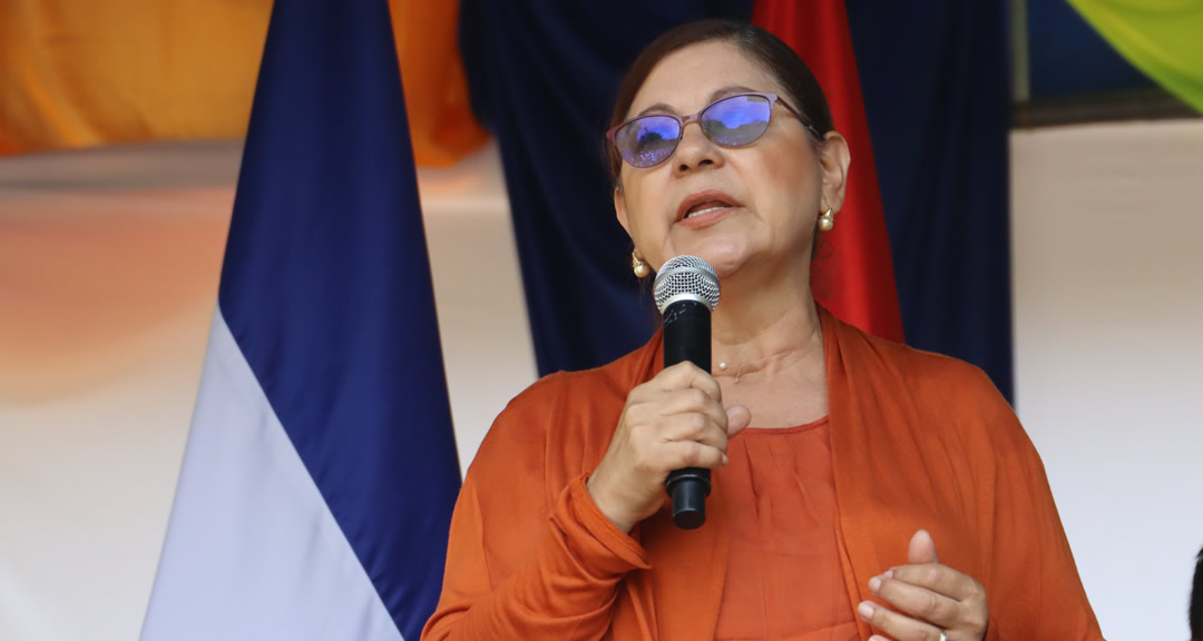 Dra. Ramona Rodríguez Pérez, rectora de la UNAN-Managua y presidenta del CNU, durante la inauguración de los juegos deportivos.