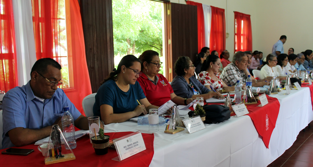 Representantes de sindicatos y autoridades facultativas durante la sesión ordinaria.