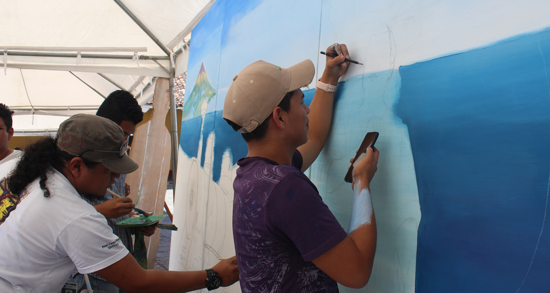 Movimiento Pictórico de la UNI realiza mural inspirado en el poema Momotombo.