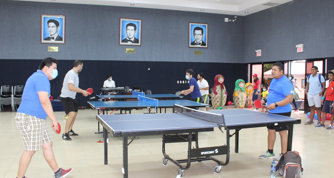 Durante la competencia de tenis de mesa