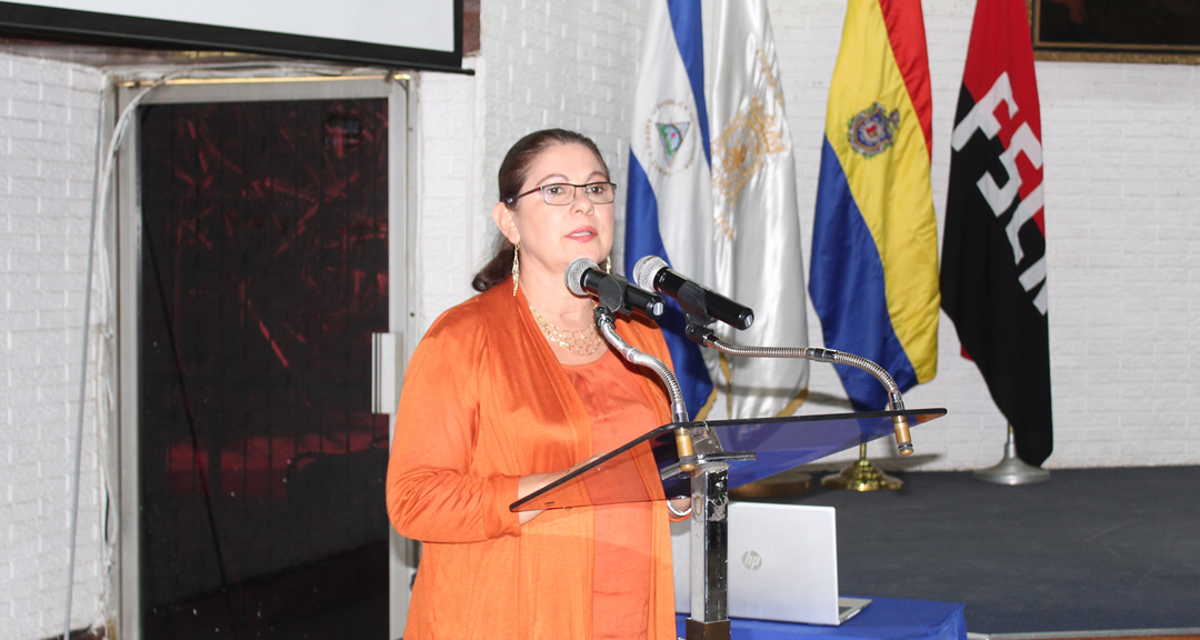 MSc. Ramona Rodríguez, Rectora de la UNAN-Managua, durante su intervención.