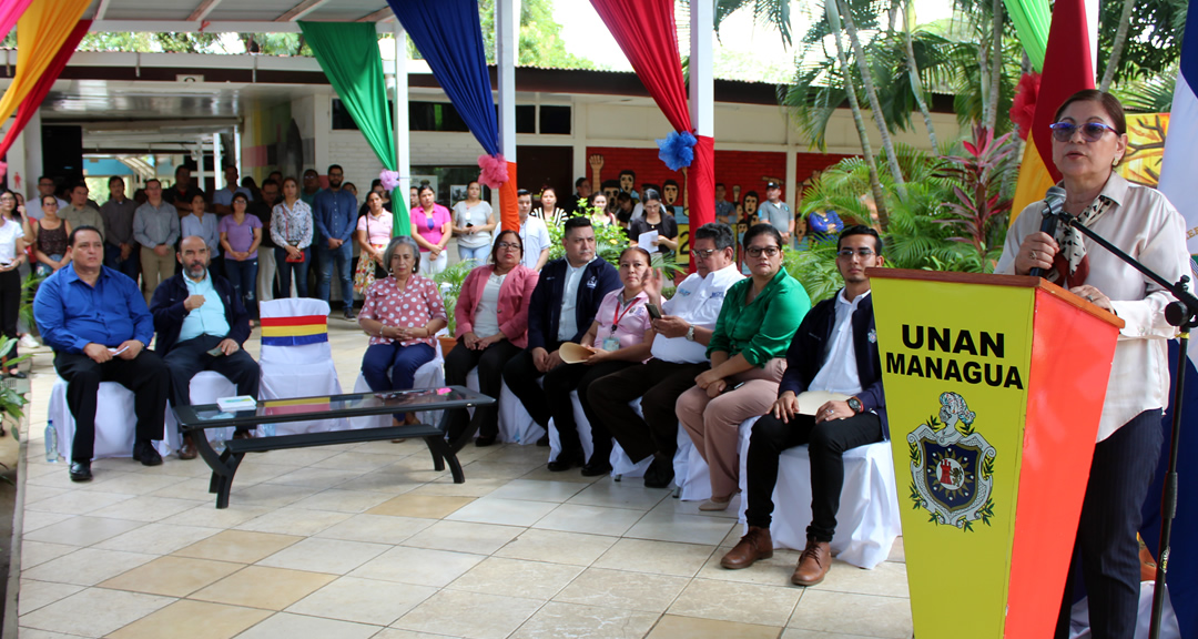 Dra. Ramona Rodríguez Pérez, rectora de la UNAN-Managua y presidenta del CNU, durante el evento.