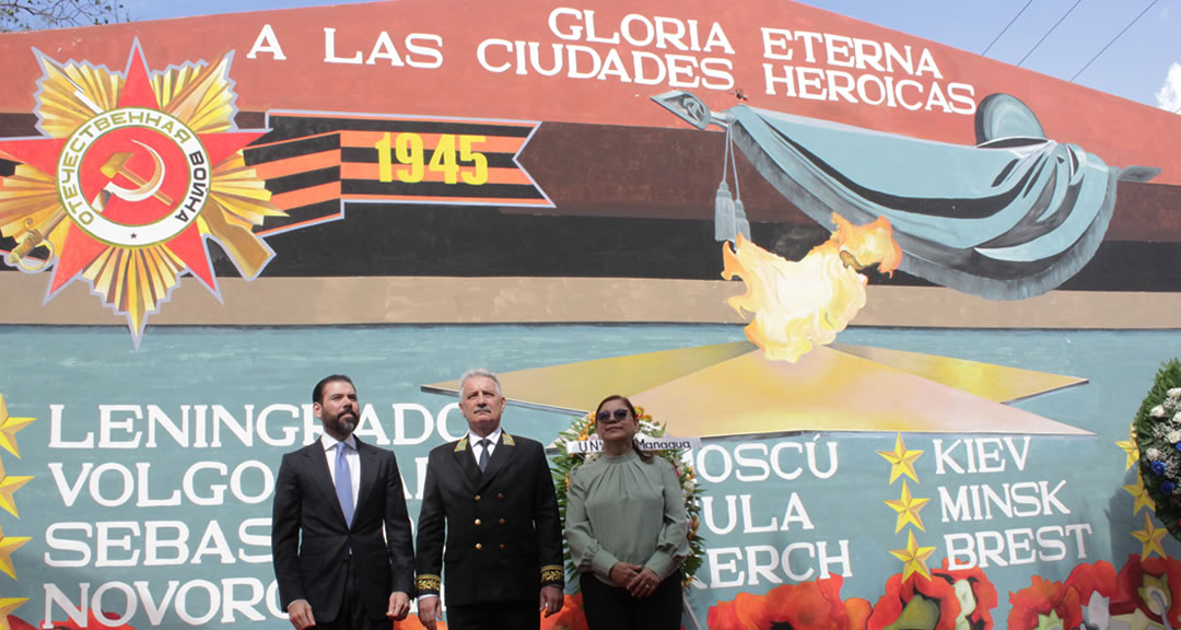 UNAN-Managua devela mural conmemorativo a ciudades heroicas del hermano pueblo de Rusia