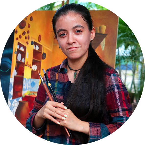 Gabriela Espinoza, una joven dedicada al estudio y a la pintura